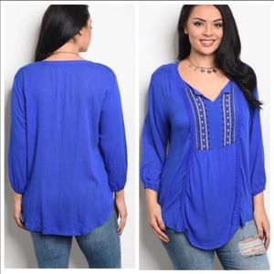 Boho Flowy Embroidered Top 1X NWT! Beautiful! 💙